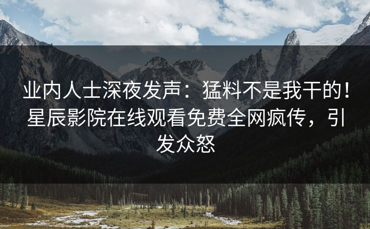 业内人士深夜发声：猛料不是我干的！星辰影院在线观看免费全网疯传，引发众怒
