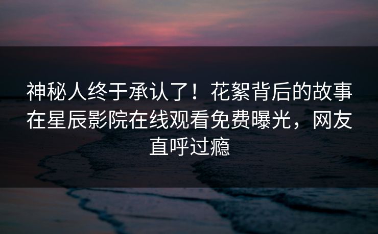 神秘人终于承认了！花絮背后的故事在星辰影院在线观看免费曝光，网友直呼过瘾