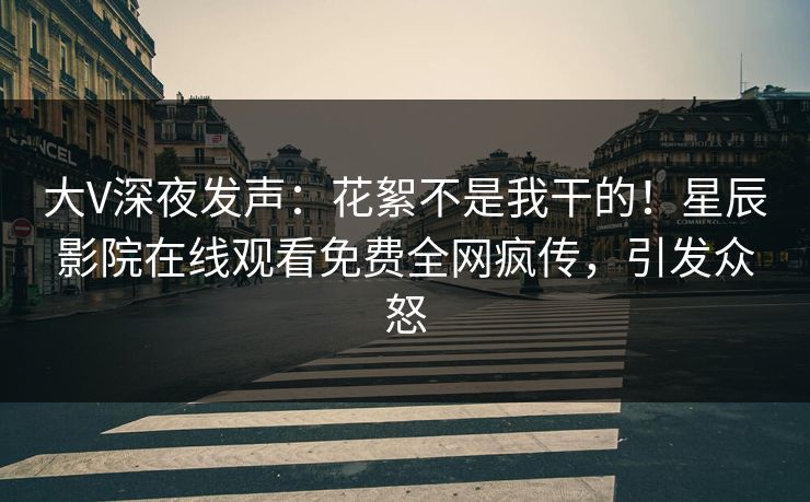 大V深夜发声：花絮不是我干的！星辰影院在线观看免费全网疯传，引发众怒